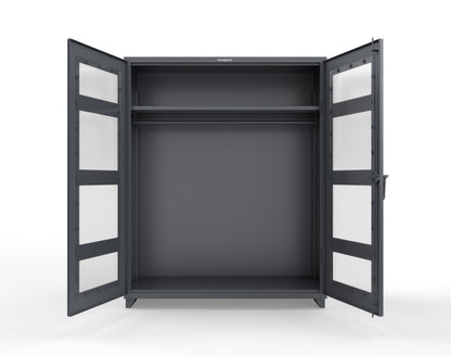Extra Heavy Duty 14 GA Clear View Uniform Cabinet with Hanger Rod, 1 Shelf - 60 In. W x 24 In. D x 75 In. H - 56-LD-WR-241-L-7024