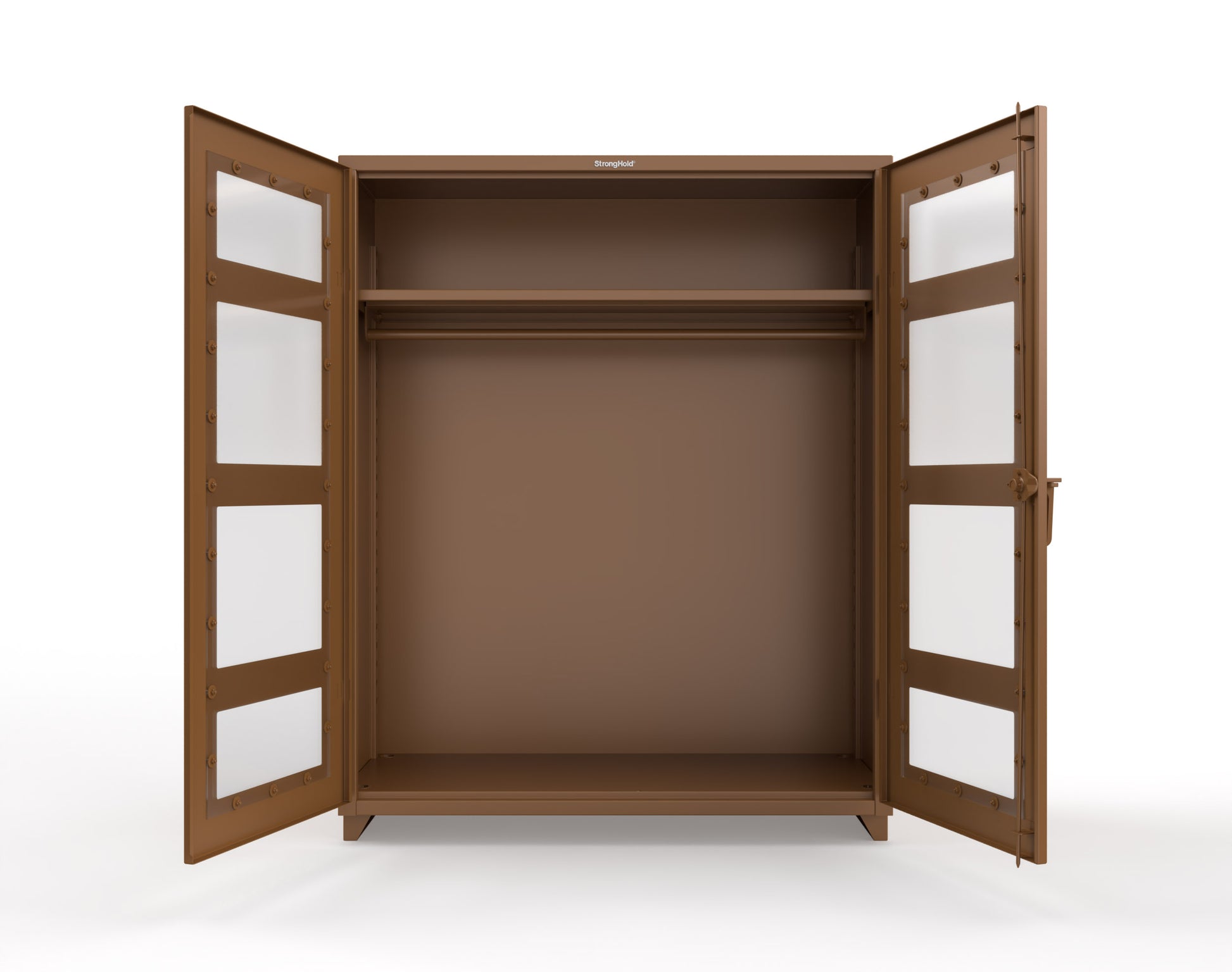 Extra Heavy Duty 14 GA Clear View Uniform Cabinet with Hanger Rod, 1 Shelf - 60 In. W x 24 In. D x 75 In. H - 56-LD-WR-241-L-8008