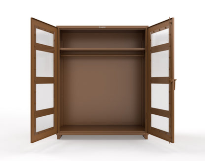 Extra Heavy Duty 14 GA Clear View Uniform Cabinet with Hanger Rod, 1 Shelf - 60 In. W x 24 In. D x 75 In. H - 56-LD-WR-241-L-8008