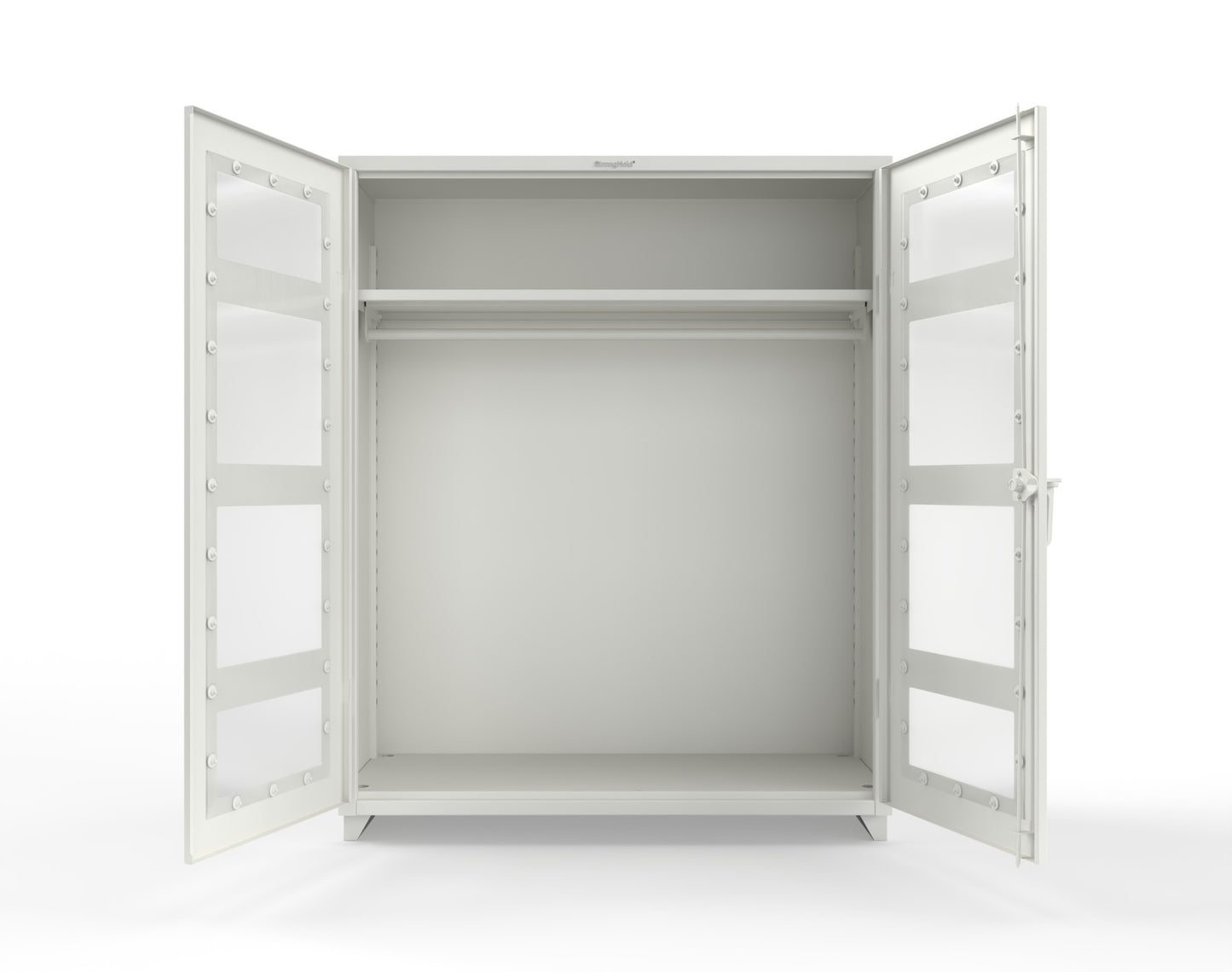 Extra Heavy Duty 14 GA Clear View Uniform Cabinet with Hanger Rod, 1 Shelf - 60 In. W x 24 In. D x 75 In. H - 56-LD-WR-241-L-9003