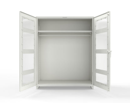 Extra Heavy Duty 14 GA Clear View Uniform Cabinet with Hanger Rod, 1 Shelf - 60 In. W x 24 In. D x 75 In. H - 56-LD-WR-241-L-9003