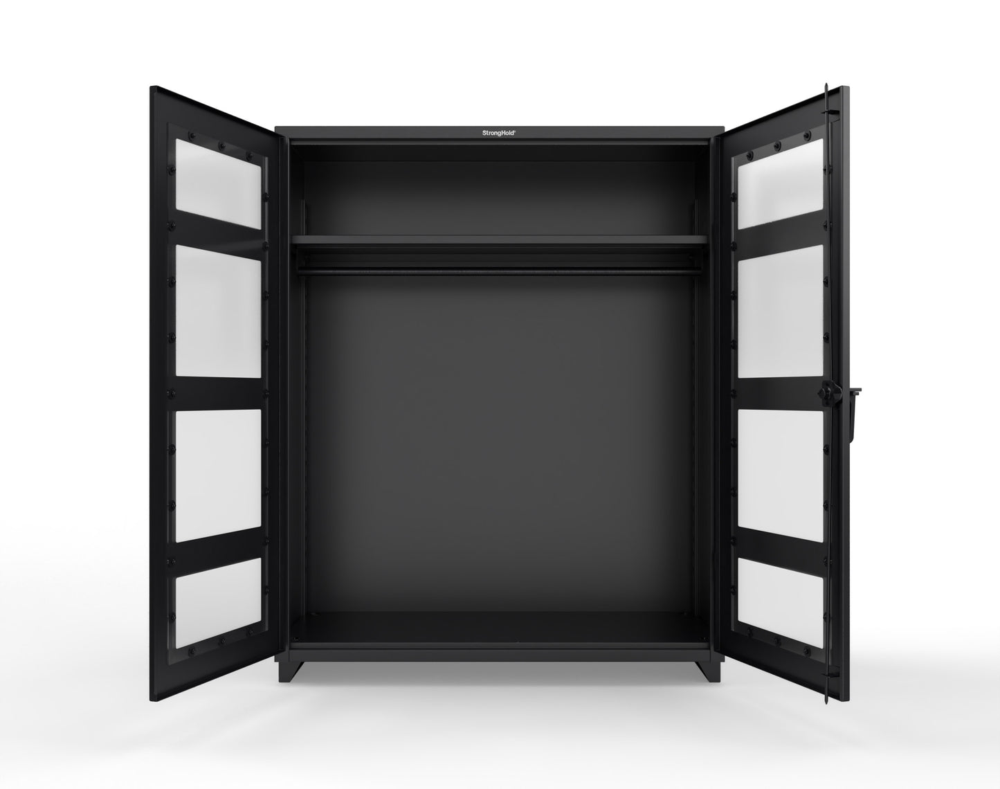 Extra Heavy Duty 14 GA Clear View Uniform Cabinet with Hanger Rod, 1 Shelf - 60 In. W x 24 In. D x 75 In. H - 56-LD-WR-241-L-9005