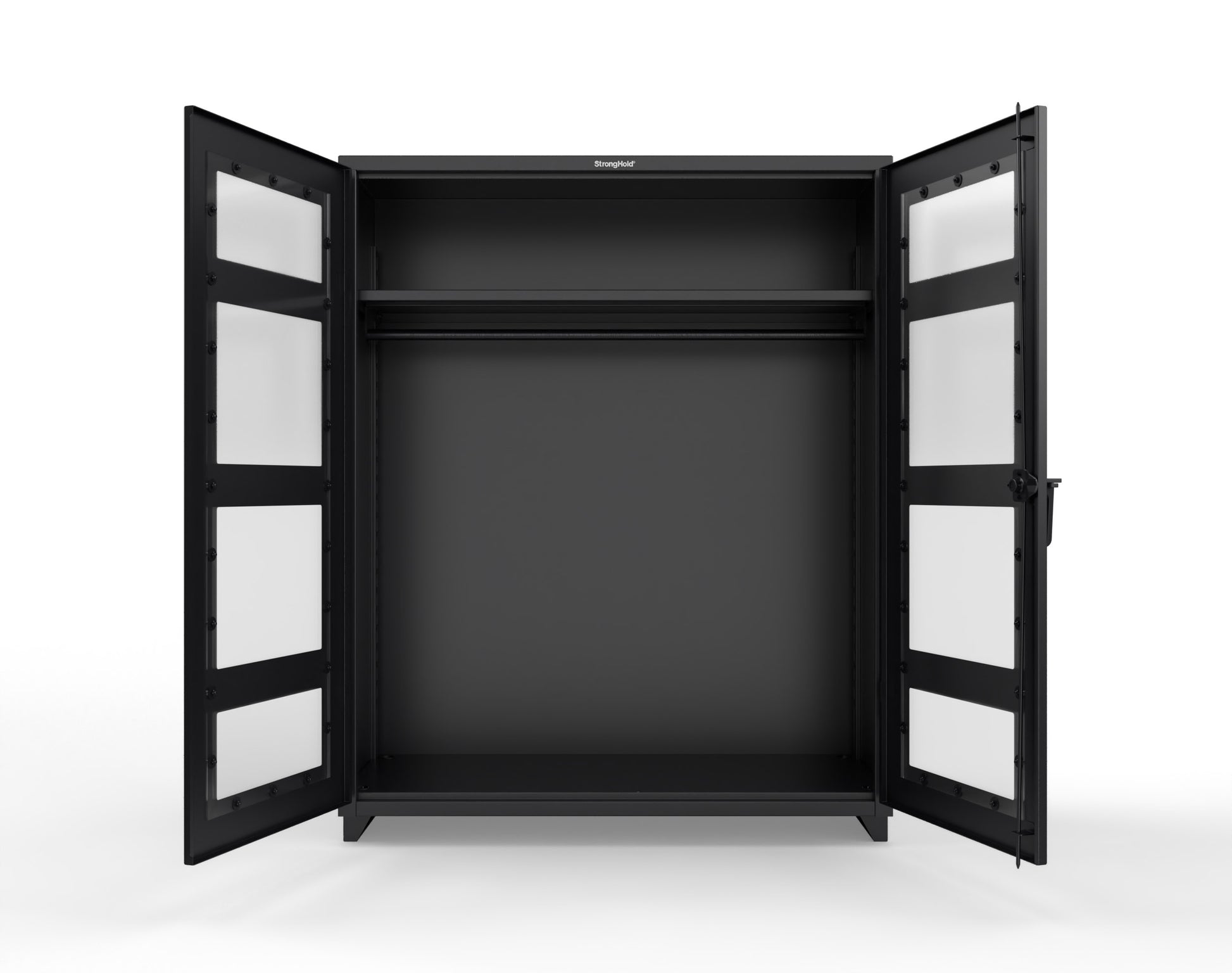 Extra Heavy Duty 14 GA Clear View Uniform Cabinet with Hanger Rod, 1 Shelf - 60 In. W x 24 In. D x 75 In. H - 56-LD-WR-241-L-9005