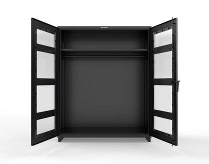 Extra Heavy Duty 14 GA Clear View Uniform Cabinet with Hanger Rod, 1 Shelf - 60 In. W x 24 In. D x 75 In. H - 56-LD-WR-241-L-9005