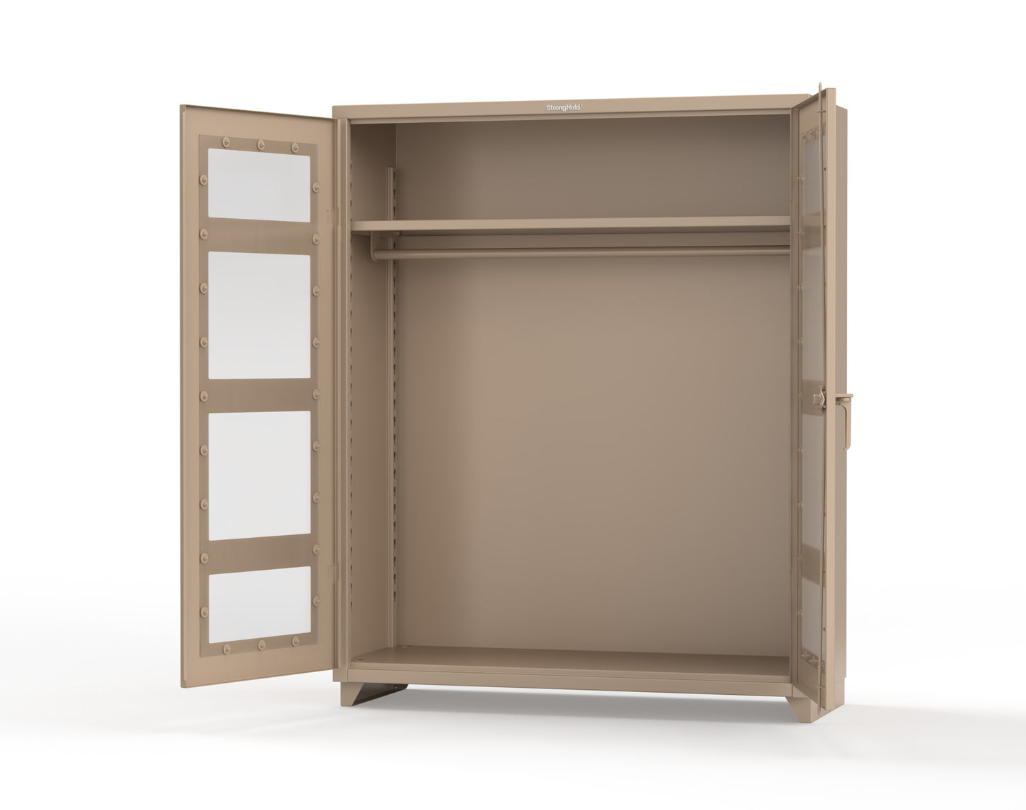 Extra Heavy Duty 14 GA Clear View Uniform Cabinet with Hanger Rod, 1 Shelf - 60 In. W x 24 In. D x 75 In. H - 56-LD-WR-241-L-1019