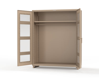 Extra Heavy Duty 14 GA Clear View Uniform Cabinet with Hanger Rod, 1 Shelf - 60 In. W x 24 In. D x 75 In. H - 56-LD-WR-241-L-1019