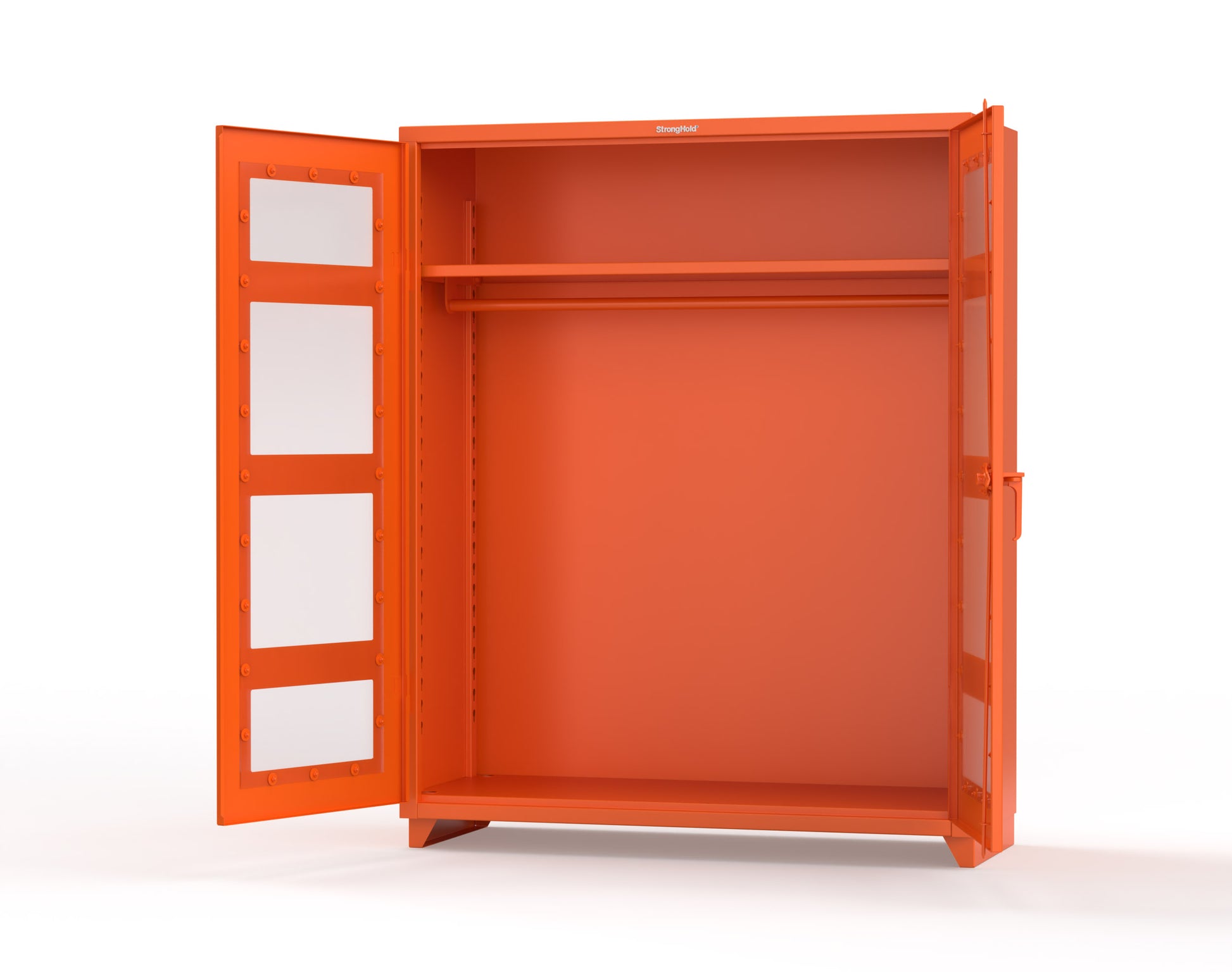 Extra Heavy Duty 14 GA Clear View Uniform Cabinet with Hanger Rod, 1 Shelf - 60 In. W x 24 In. D x 75 In. H - 56-LD-WR-241-L-2009