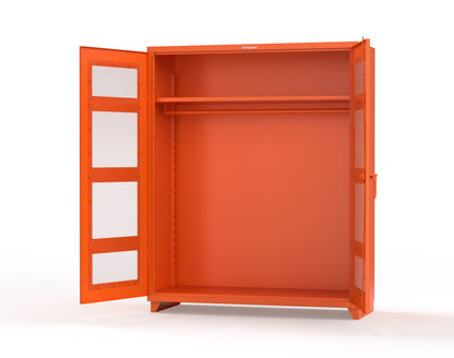 Extra Heavy Duty 14 GA Clear View Uniform Cabinet with Hanger Rod, 1 Shelf - 60 In. W x 24 In. D x 75 In. H - 56-LD-WR-241-L-2009