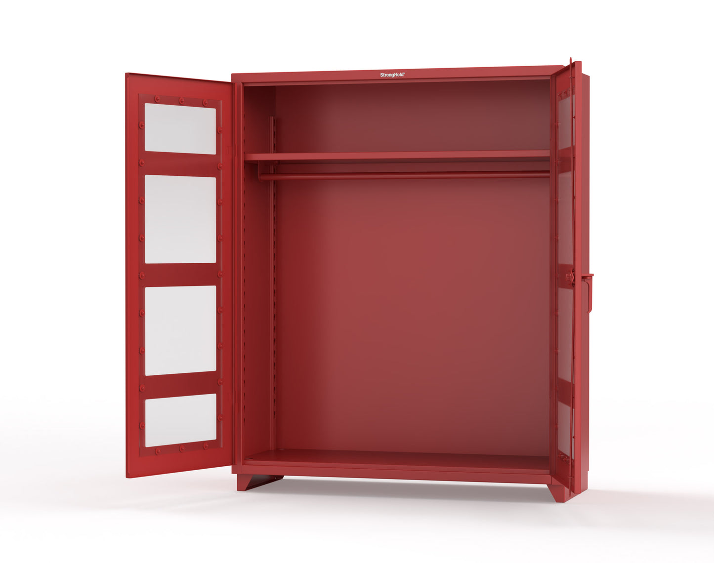 Extra Heavy Duty 14 GA Clear View Uniform Cabinet with Hanger Rod, 1 Shelf - 60 In. W x 24 In. D x 75 In. H - 56-LD-WR-241-L-3001