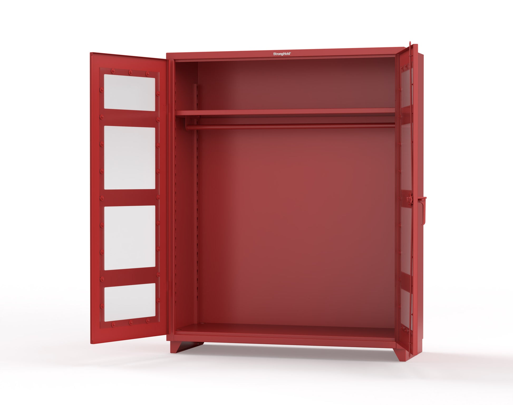 Extra Heavy Duty 14 GA Clear View Uniform Cabinet with Hanger Rod, 1 Shelf - 60 In. W x 24 In. D x 75 In. H - 56-LD-WR-241-L-3001