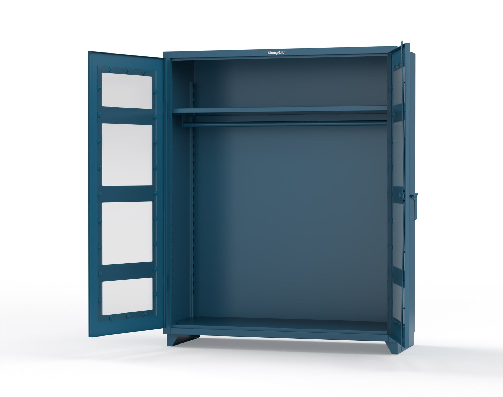 Extra Heavy Duty 14 GA Clear View Uniform Cabinet with Hanger Rod, 1 Shelf - 60 In. W x 24 In. D x 75 In. H - 56-LD-WR-241-L-5001