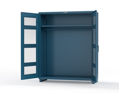 Extra Heavy Duty 14 GA Clear View Uniform Cabinet with Hanger Rod, 1 Shelf - 60 In. W x 24 In. D x 75 In. H - 56-LD-WR-241-L-5001