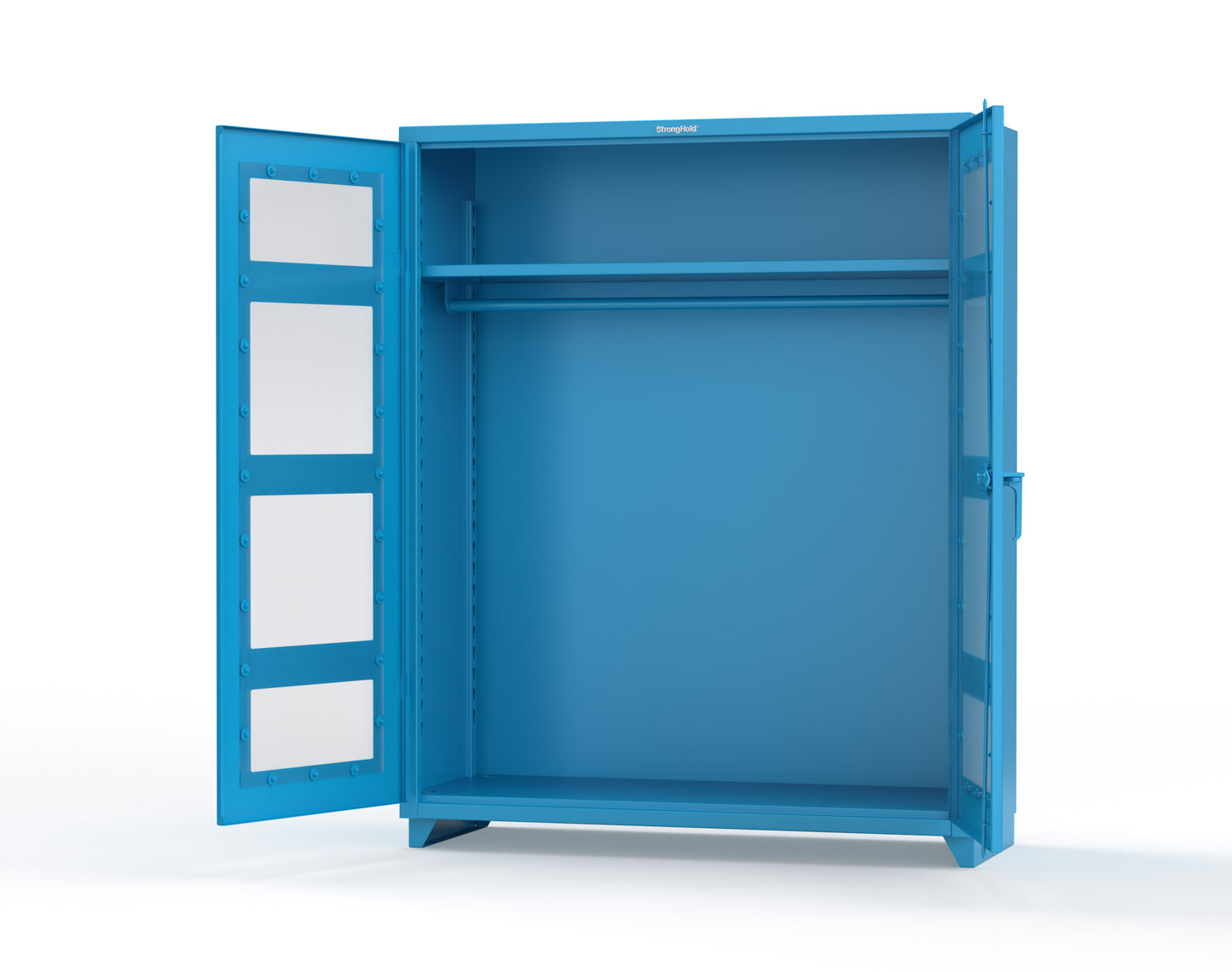 Extra Heavy Duty 14 GA Clear View Uniform Cabinet with Hanger Rod, 1 Shelf - 60 In. W x 24 In. D x 75 In. H - 56-LD-WR-241-L-5012
