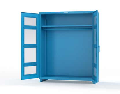 Extra Heavy Duty 14 GA Clear View Uniform Cabinet with Hanger Rod, 1 Shelf - 60 In. W x 24 In. D x 75 In. H - 56-LD-WR-241-L-5012