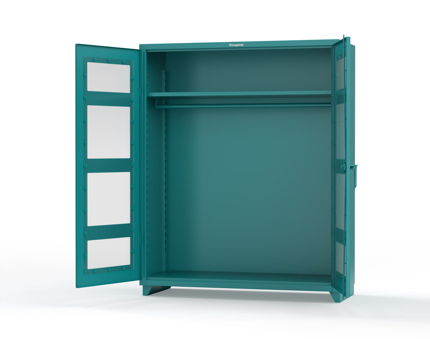 Extra Heavy Duty 14 GA Clear View Uniform Cabinet with Hanger Rod, 1 Shelf - 60 In. W x 24 In. D x 75 In. H - 56-LD-WR-241-L-5021
