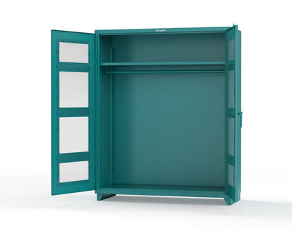 Extra Heavy Duty 14 GA Clear View Uniform Cabinet with Hanger Rod, 1 Shelf - 60 In. W x 24 In. D x 75 In. H - 56-LD-WR-241-L-5021