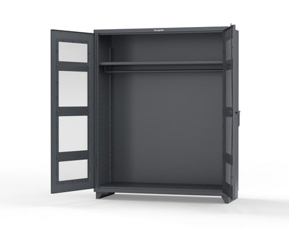 Extra Heavy Duty 14 GA Clear View Uniform Cabinet with Hanger Rod, 1 Shelf - 60 In. W x 24 In. D x 75 In. H - 56-LD-WR-241-L-7024