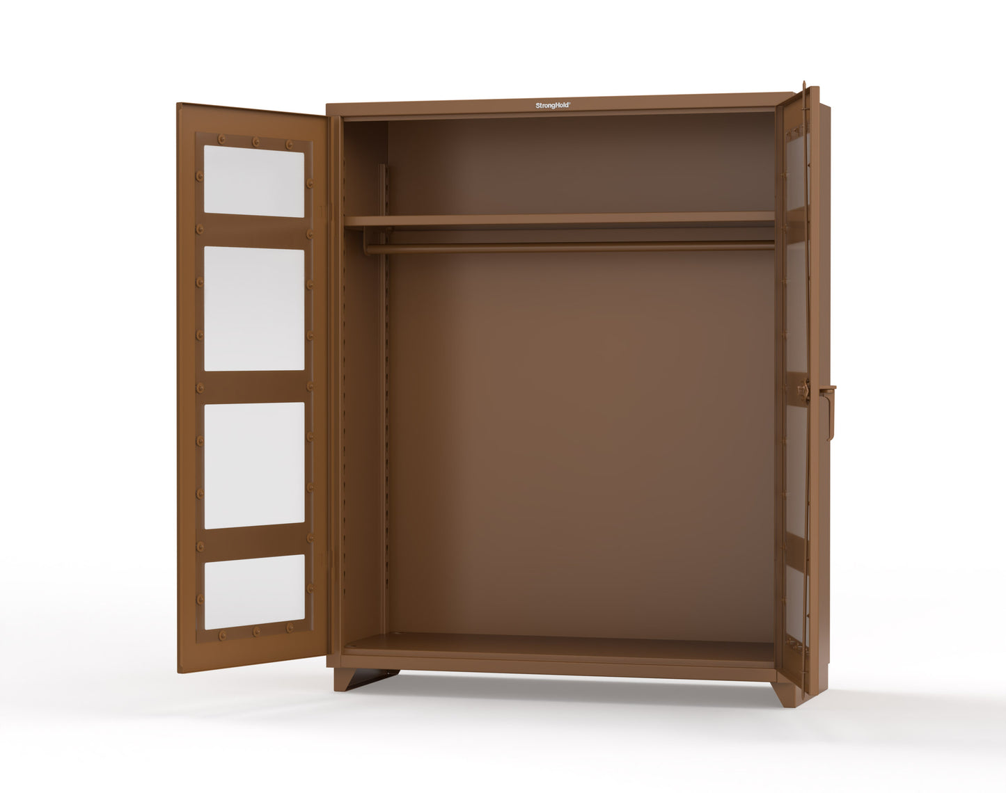 Extra Heavy Duty 14 GA Clear View Uniform Cabinet with Hanger Rod, 1 Shelf - 60 In. W x 24 In. D x 75 In. H - 56-LD-WR-241-L-8008