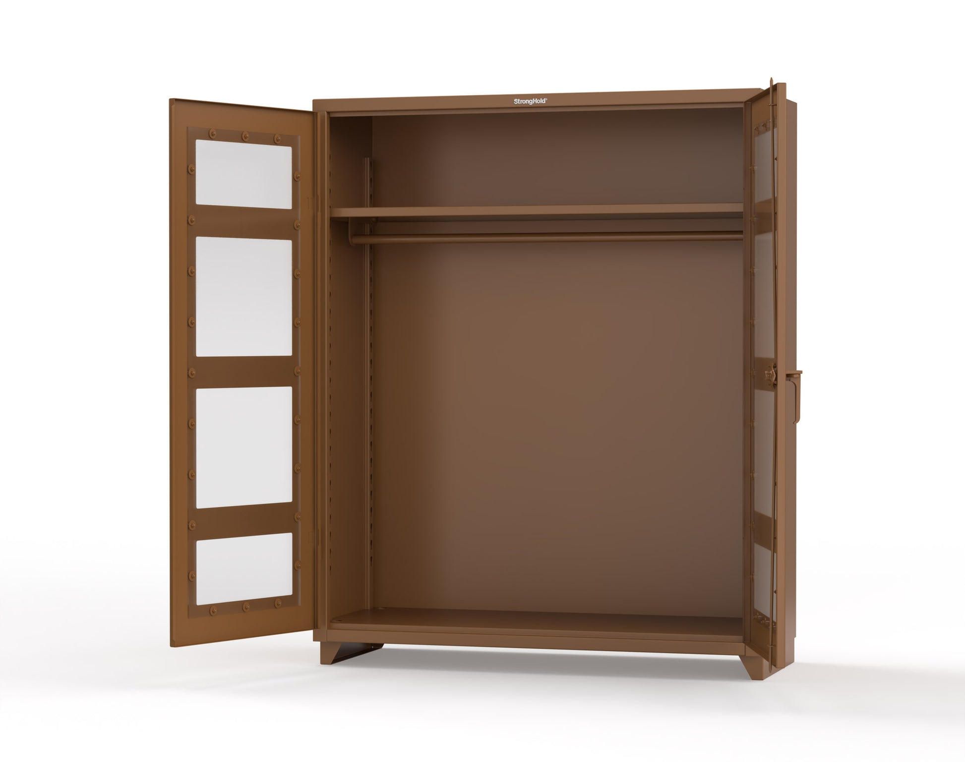 Extra Heavy Duty 14 GA Clear View Uniform Cabinet with Hanger Rod, 1 Shelf - 60 In. W x 24 In. D x 75 In. H - 56-LD-WR-241-L-8008