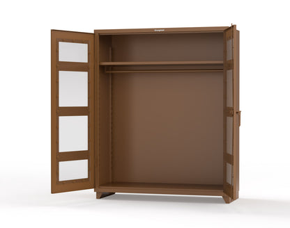 Extra Heavy Duty 14 GA Clear View Uniform Cabinet with Hanger Rod, 1 Shelf - 60 In. W x 24 In. D x 75 In. H - 56-LD-WR-241-L-8008