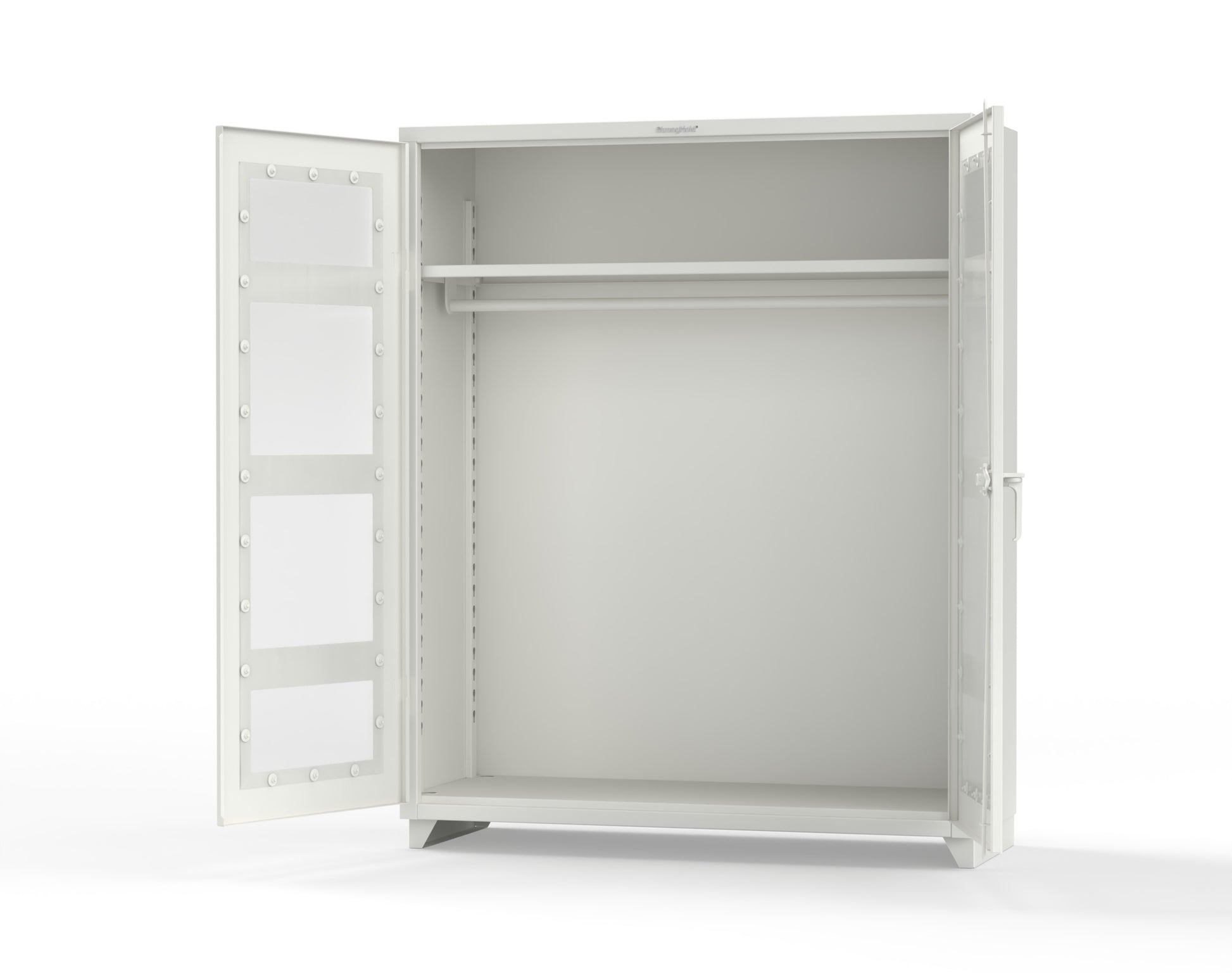 Extra Heavy Duty 14 GA Clear View Uniform Cabinet with Hanger Rod, 1 Shelf - 60 In. W x 24 In. D x 75 In. H - 56-LD-WR-241-L-9003
