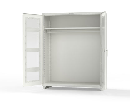 Extra Heavy Duty 14 GA Clear View Uniform Cabinet with Hanger Rod, 1 Shelf - 60 In. W x 24 In. D x 75 In. H - 56-LD-WR-241-L-9003
