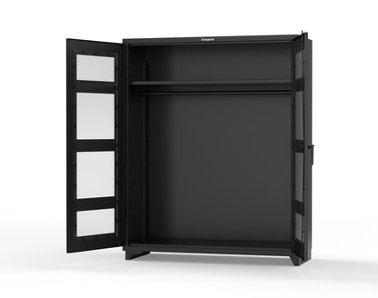 Extra Heavy Duty 14 GA Clear View Uniform Cabinet with Hanger Rod, 1 Shelf - 60 In. W x 24 In. D x 75 In. H - 56-LD-WR-241-L-9005