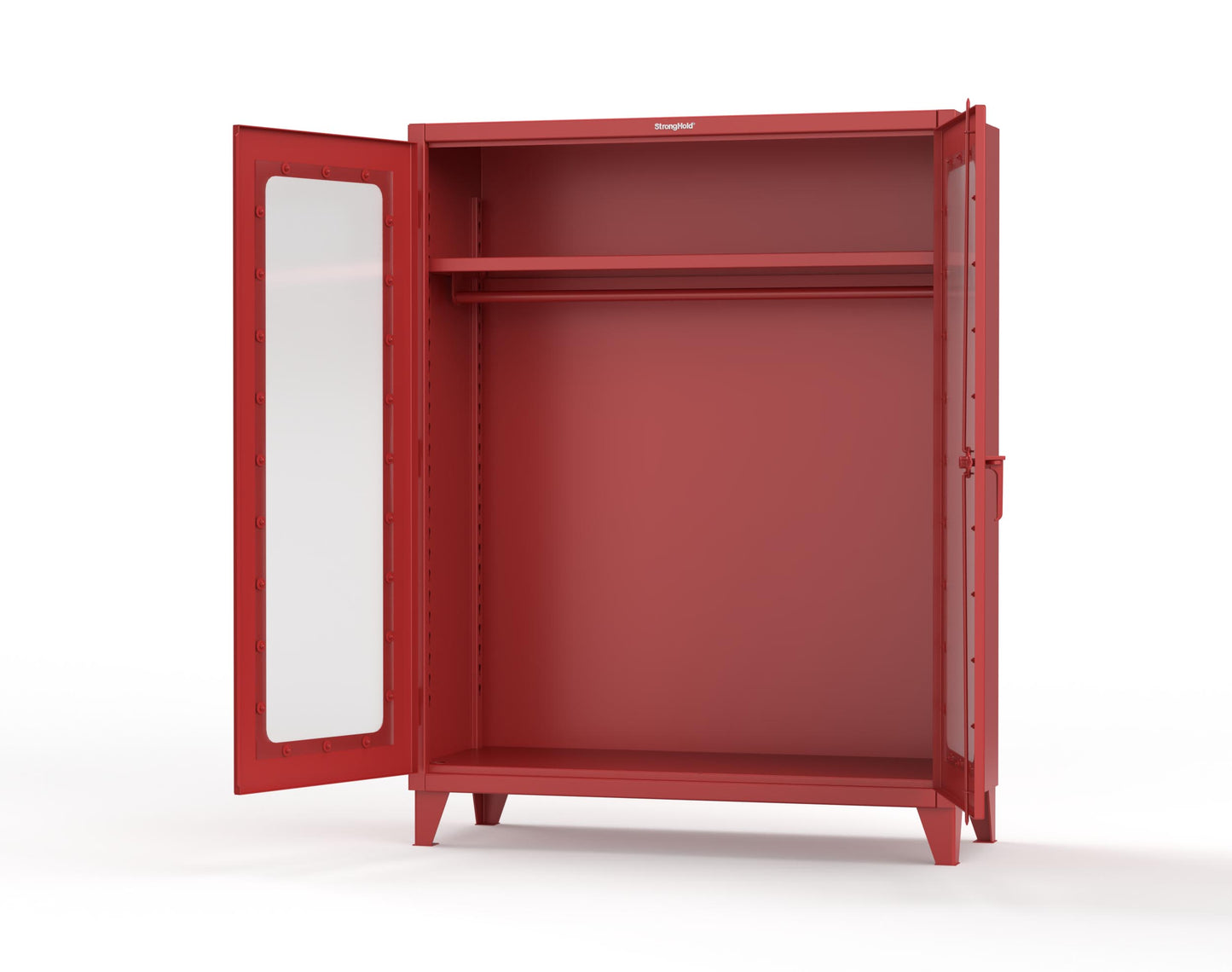 Extreme Duty 12 GA Clear View Uniform Cabinet with Hanger Rod, 1 Shelf - 60 In. W x 24 In. D x 78 In. H - 56-LD-WR-241-3001