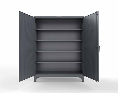 Extreme Duty 12 GA Cabinet with Pegboard Doors, 4 Shelves - 60 In. W x 24 In. D x 78 In. H - 56-PB-244-7024