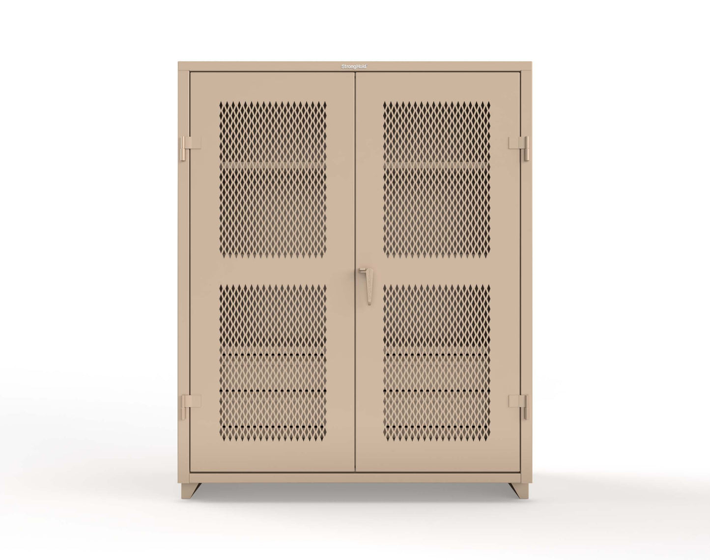 Extra Heavy Duty 14 GA Ventilated (Diamond) Cabinet with 6 Half-Width Drawers, 3 Shelves - 60 In. W x 24 In. D x 75 In. H - 56-V-243-6/5DB-L-1019