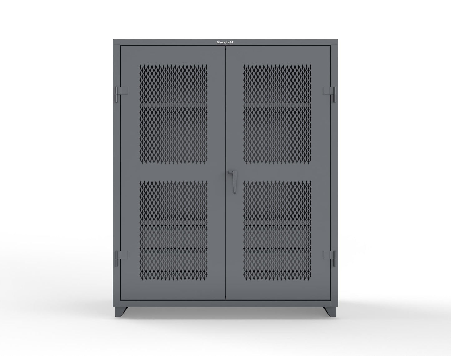Extra Heavy Duty 14 GA Ventilated (Diamond) Cabinet with 6 Half-Width Drawers, 3 Shelves - 60 In. W x 24 In. D x 75 In. H - 56-V-243-6/5DB-L-7024
