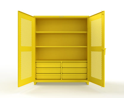 Extra Heavy Duty 14 GA Ventilated (Diamond) Cabinet with 6 Half-Width Drawers, 3 Shelves - 60 In. W x 24 In. D x 75 In. H - 56-V-243-6/5DB-L-1021