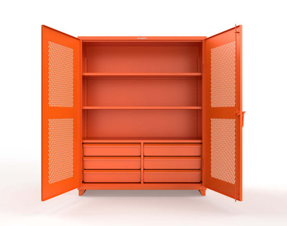 Extra Heavy Duty 14 GA Ventilated (Diamond) Cabinet with 6 Half-Width Drawers, 3 Shelves - 60 In. W x 24 In. D x 75 In. H - 56-V-243-6/5DB-L-2009