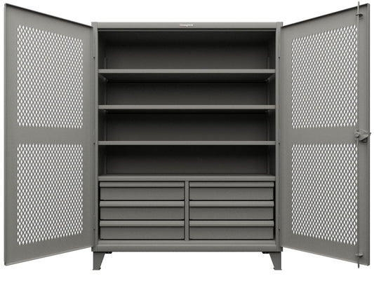 Extra Heavy Duty 14 GA Cabinet with Ventilated (Diamond) Doors - 60 In. W x 24 In. D x 75 In. H
