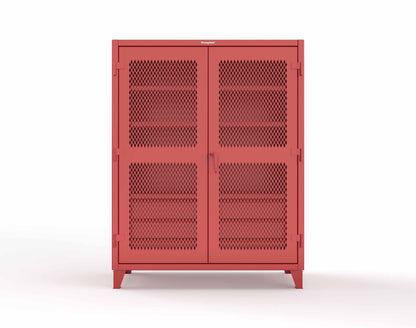 Extreme Duty 12 GA Ventilated (Diamond) Cabinet with 6 Half-Width Drawers, 4 Shelves - 60 In. W x 24 In. D x 78 In. H - 56-V-244-6/5DB-3001