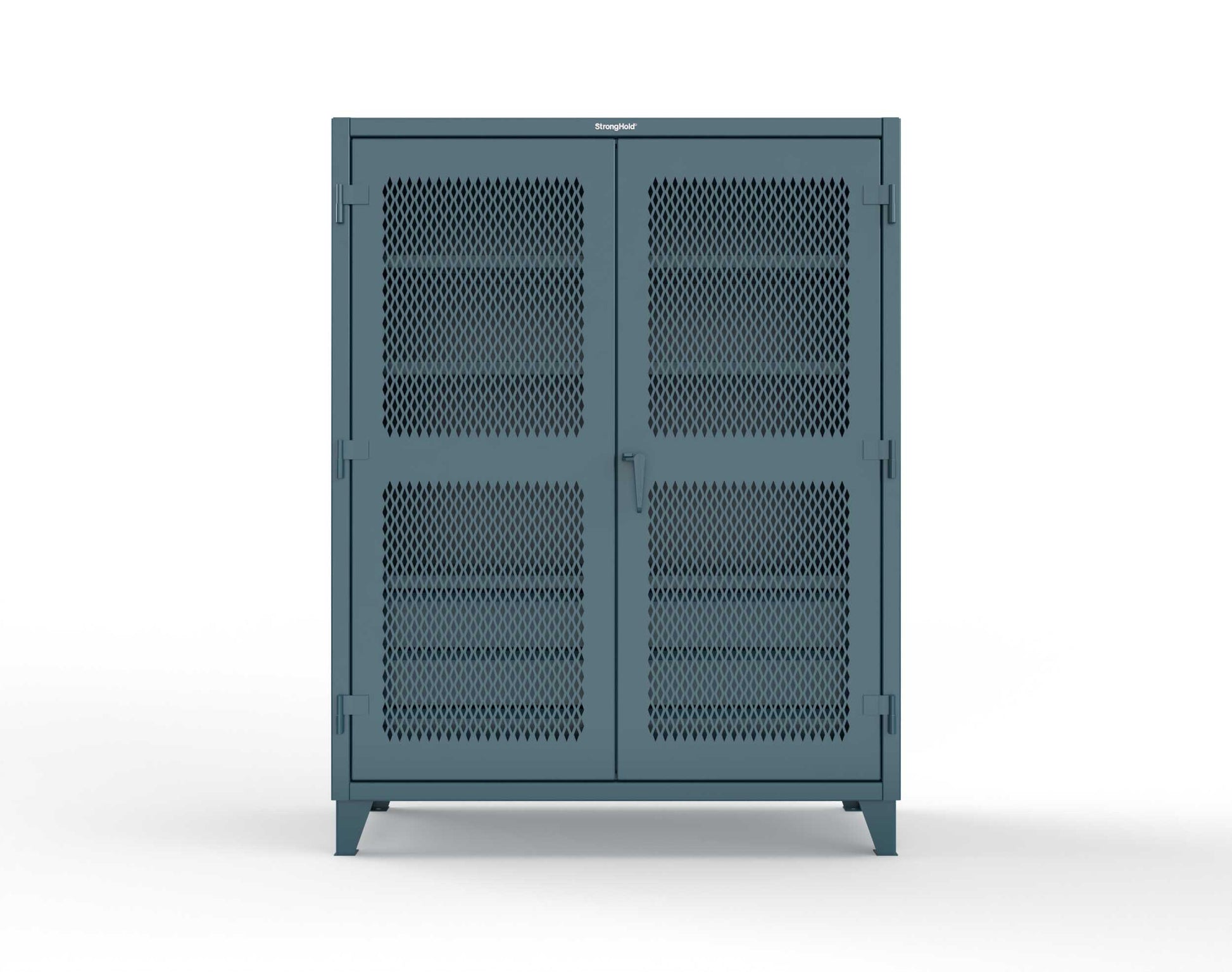 Extreme Duty 12 GA Ventilated (Diamond) Cabinet with 6 Half-Width Drawers, 4 Shelves - 60 In. W x 24 In. D x 78 In. H - 56-V-244-6/5DB-5001