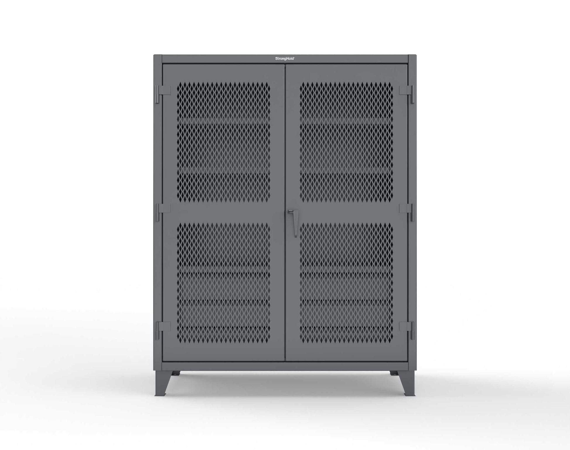 Extreme Duty 12 GA Ventilated (Diamond) Cabinet with 6 Half-Width Drawers, 4 Shelves - 60 In. W x 24 In. D x 78 In. H - 56-V-244-6/5DB-7024