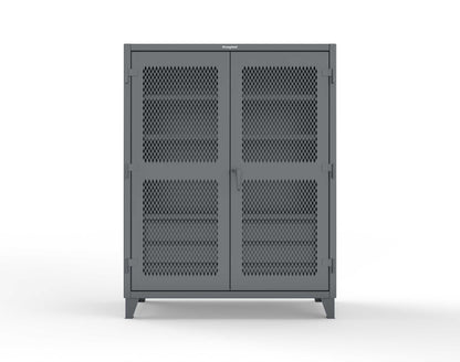 Extreme Duty 12 GA Ventilated (Diamond) Cabinet with 6 Half-Width Drawers, 4 Shelves - 60 In. W x 24 In. D x 78 In. H - 56-V-244-6/5DB-7024