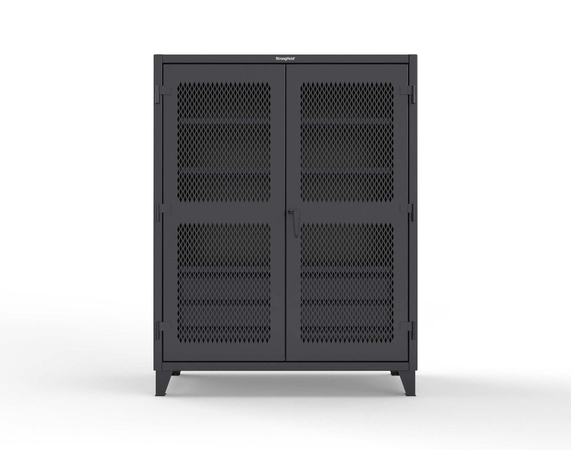 Extreme Duty 12 GA Ventilated (Diamond) Cabinet with 6 Half-Width Drawers, 4 Shelves - 60 In. W x 24 In. D x 78 In. H - 56-V-244-6/5DB-9005