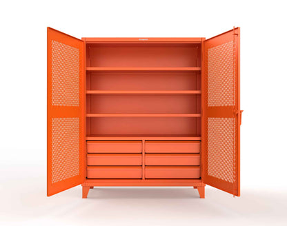 Extreme Duty 12 GA Ventilated (Diamond) Cabinet with 6 Half-Width Drawers, 4 Shelves - 60 In. W x 24 In. D x 78 In. H - 56-V-244-6/5DB-2009