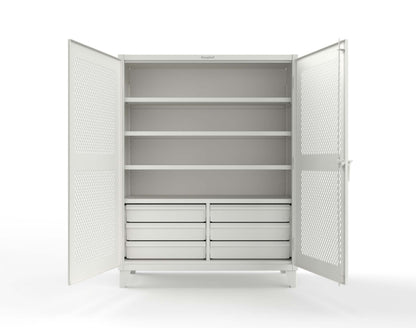 Extreme Duty 12 GA Ventilated (Diamond) Cabinet with 6 Half-Width Drawers, 4 Shelves - 60 In. W x 24 In. D x 78 In. H - 56-V-244-6/5DB-9003