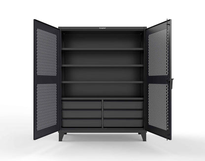 Extreme Duty 12 GA Ventilated (Diamond) Cabinet with 6 Half-Width Drawers, 4 Shelves - 60 In. W x 24 In. D x 78 In. H - 56-V-244-6/5DB-9005