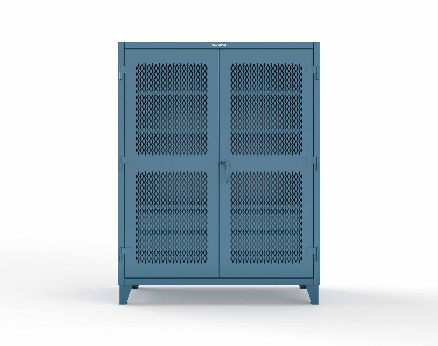 Extreme Duty 12 GA Ventilated (Diamond) Cabinet with 6 Half-Width Drawers, 4 Shelves - 60 In. W x 24 In. D x 78 In. H - 56-V-244-6/5DB-5001