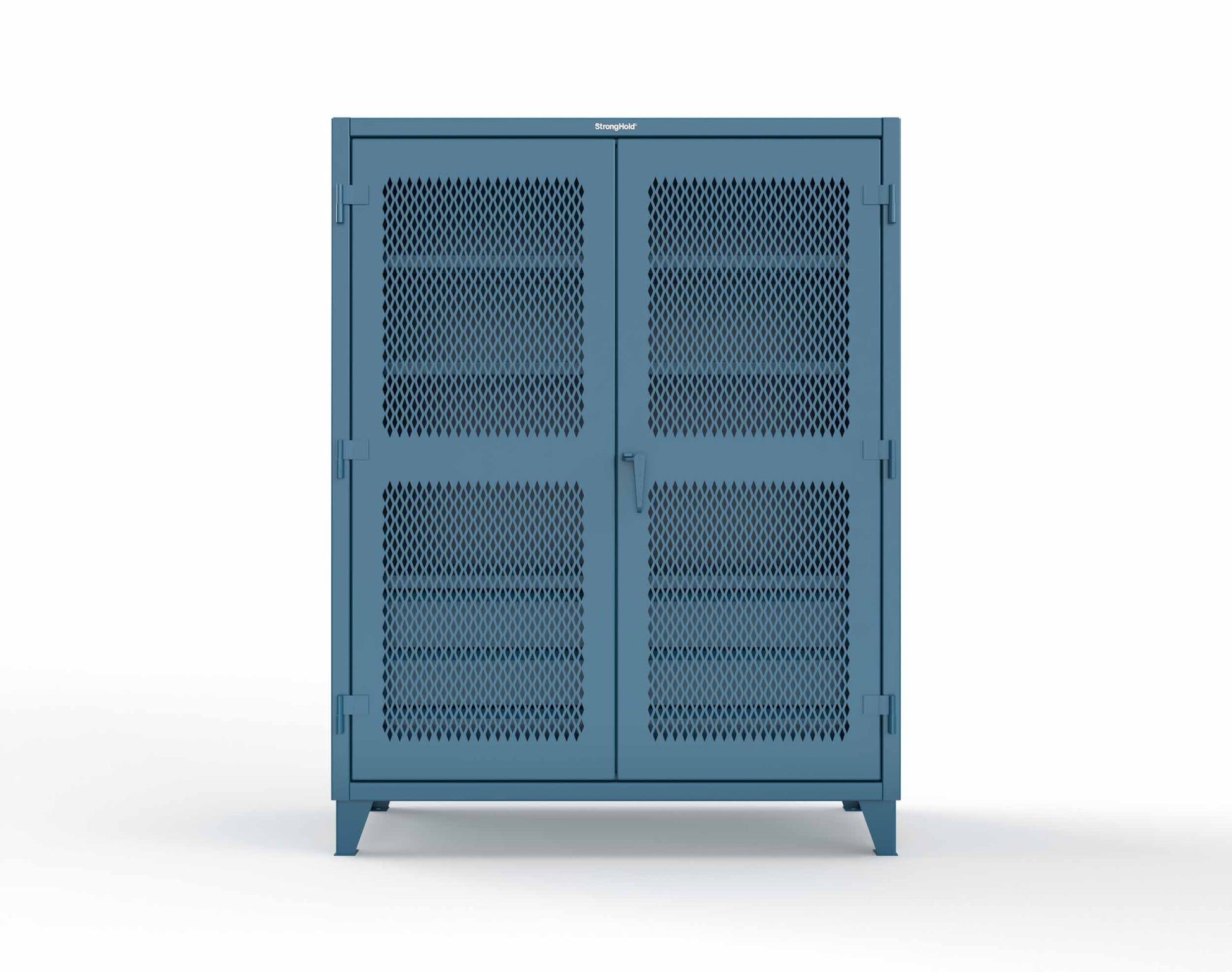 Extreme Duty 12 GA Ventilated (Diamond) Cabinet with 6 Half-Width Drawers, 4 Shelves - 60 In. W x 24 In. D x 78 In. H - 56-V-244-6/5DB-5001