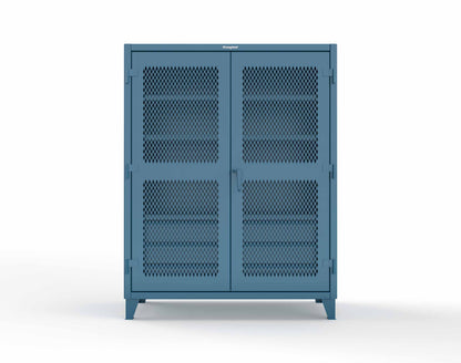 Extreme Duty 12 GA Ventilated (Diamond) Cabinet with 6 Half-Width Drawers, 4 Shelves - 60 In. W x 24 In. D x 78 In. H - 56-V-244-6/5DB-5001
