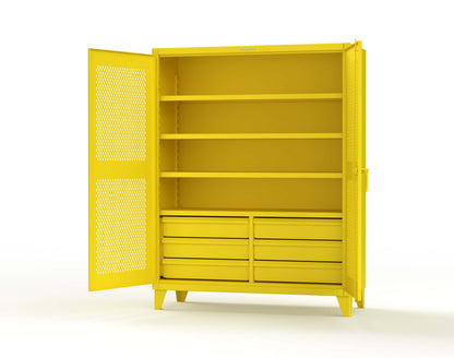 Extreme Duty 12 GA Ventilated (Diamond) Cabinet with 6 Half-Width Drawers, 4 Shelves - 60 In. W x 24 In. D x 78 In. H - 56-V-244-6/5DB-1021