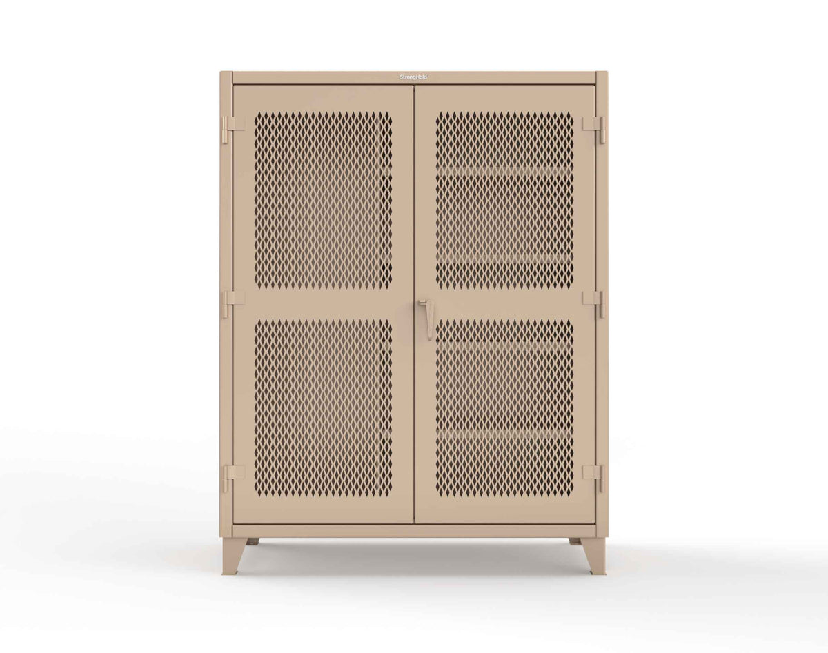 Extreme Duty 12 GA Janitorial Ventilated (Diamond) Cabinet with 4 Shelves - 60 In. W x 24 In. D x 78 In. H - 56-V-BC-244-1019