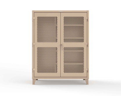 Extreme Duty 12 GA Janitorial Ventilated (Diamond) Cabinet with 4 Shelves - 60 In. W x 24 In. D x 78 In. H - 56-V-BC-244-1019
