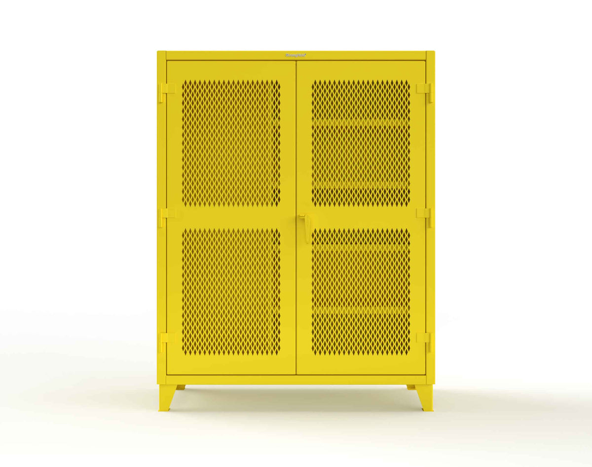 Extreme Duty 12 GA Janitorial Ventilated (Diamond) Cabinet with 4 Shelves - 60 In. W x 24 In. D x 78 In. H - 56-V-BC-244-1023