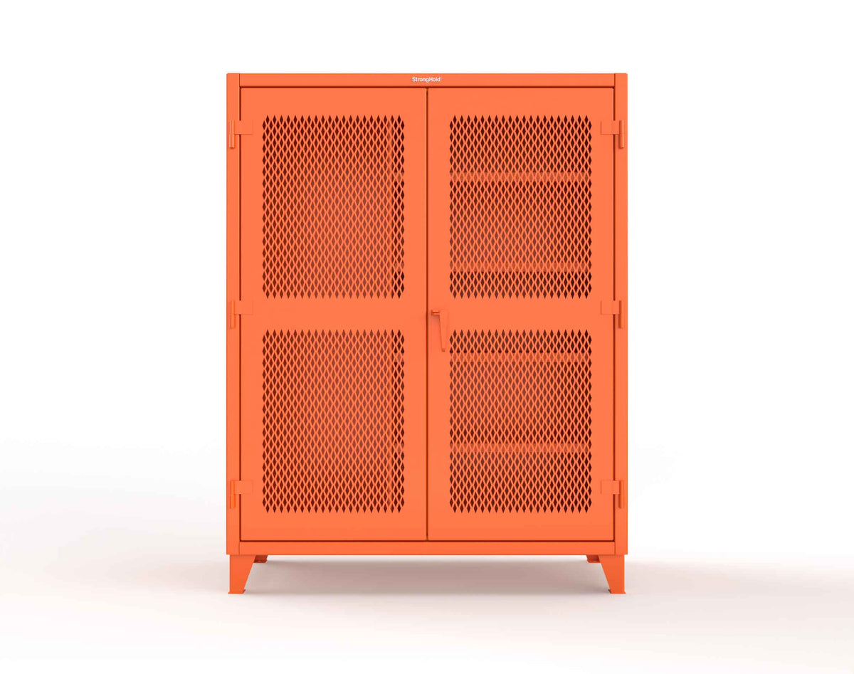 Extreme Duty 12 GA Janitorial Ventilated (Diamond) Cabinet with 4 Shelves - 60 In. W x 24 In. D x 78 In. H - 56-V-BC-244-2004